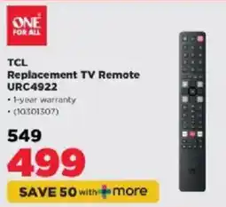 HiFi Corp One for all TCL Replacement TV Remote URC4922 offer