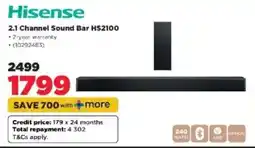 HiFi Corp Hisense 2.1 Channel Sound Bar HS2100 offer