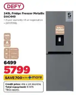 HiFi Corp Defy Fridge Freezer Metallic DAC449 offer