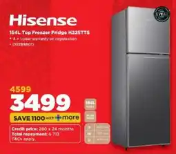 HiFi Corp Hisense Top Freezer Fridge H225TTS offer