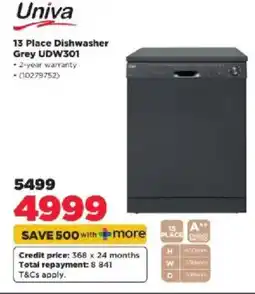 HiFi Corp Univa 13 Place Dishwasher Grey UDW301 offer
