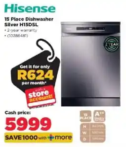HiFi Corp Hisense 15 Place Dishwasher Silver H15DSL offer