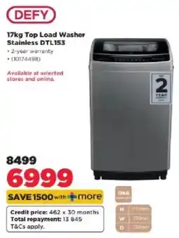 HiFi Corp Defy Top Load Washer Stainless DTL153 offer