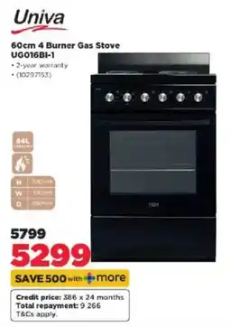 HiFi Corp Univa 4 Burner Gas Stove UG016BI-1 offer