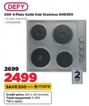 HiFi Corp Defy 600 4 Plate Solid Hob Stainless DHD399 offer