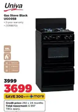HiFi Corp Univa Gas Stove Black UG005B offer