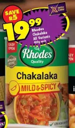 Shoprite Rhodes Chakalaka All Variants offer