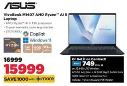 HiFi Corp Asus VivoBook M1407 AMD Ryzen AI 5 Laptop offer