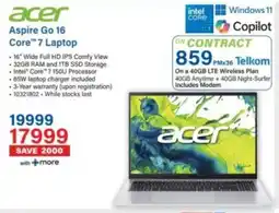 Incredible Connection Acer Aspire Go 16 Core 7 Laptop offer