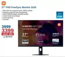 Incredible Connection Xiaomi 27" FHD FreeSync Monitor 2026 offer