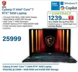 Incredible Connection Msi Cyborg 17 Intel Core 7 RTX 5050 Laptop offer