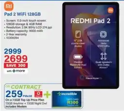 Incredible Connection Redmi Pad 2 WiFi 128GB offer