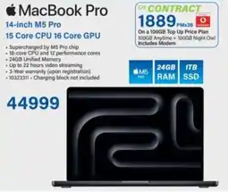 Incredible Connection MacBook Pro 14-inch M5 Pro 15 Core CPU 16 Core GPU offer
