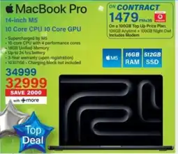 Incredible Connection MacBook Pro 14-inch M5 10 Core CPU 10 Core GPU offer