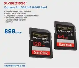 Incredible Connection SanDisk Extreme Pro SD UHS 128GB Card offer