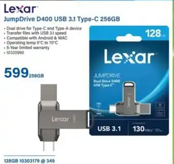 Lexar JumpDrive D400 USB 3.1 Type-C 256GB