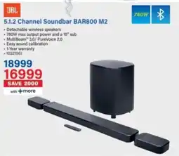 Incredible Connection JBL 5.1.2 Channel Soundbar BAR800 M2 offer