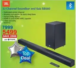 Incredible Connection JBL 3.1 Channel Soundbar and Sub SB580 offer