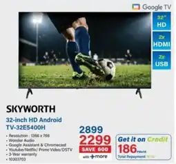 Incredible Connection Skyworth 32-inch HD Android TV-32E5400H offer