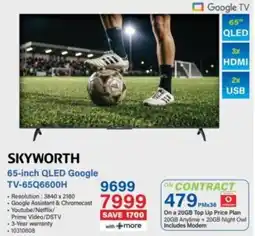 Incredible Connection Skyworth 65-inch QLED Google TV offer