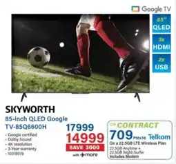 Incredible Connection Skyworth 85-inch QLED Google TV offer