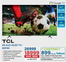 Incredible Connection TCL 85-inch QLED TV-85P8K offer