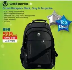 Incredible Connection Volkano G-Unit Backpack Black, Grey & Turquoise offer
