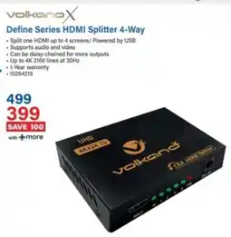 Incredible Connection Volkano X Define Series HDMI Splitter 4-Way offer