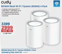 Incredible Connection Cudy BE3600 Mesh Wi-Fi 7 System offer