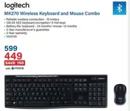 Incredible Connection Logitech MK270 Wireless Keyboard and Mouse Combo offer