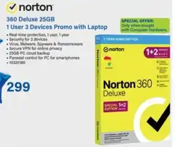 Incredible Connection Norton 360 Deluxe 25GB 1 User 3 Devices Promo with Laptop offer