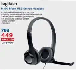 Incredible Connection Logitech H390 Black USB Stereo Headset offer