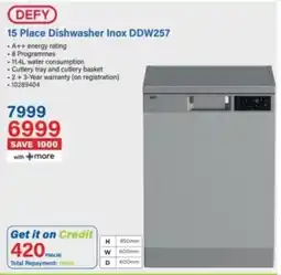 Incredible Connection Defy 15 Place Dishwasher Inox DDW257 offer