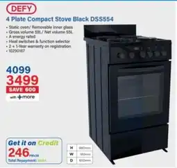 Incredible Connection Defy 4 Plate Compact Stove Black DSS554 offer