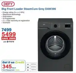 Incredible Connection Defy Front Loader SteamCure Grey DAW396 offer