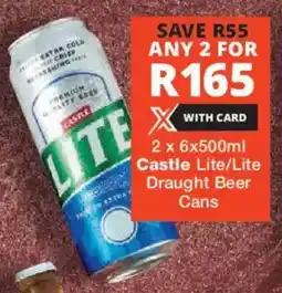 Checkers Liquor Shop Castle Lite/ Lite Draught Beer Cans offer