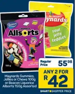Pick n Pay Maynards Gummies, Jellies or Chews or Beacon Liquorice Allsorts Assorted offer