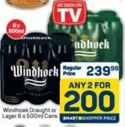 Pick n Pay Windhoek Draught or Lager Cans offer