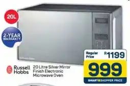 Pick n Pay Russell Hobbs Silver Mirror Finish Electronic Microwave Oven offer