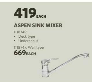 Aspen sink mixer