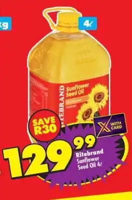 Shoprite Ritebrand Sunflower Seed Oil 4ℓ offer