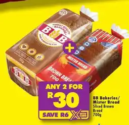 Shoprite BB Bakeries/Mister Bread Sliced Brown Bread 700g offer