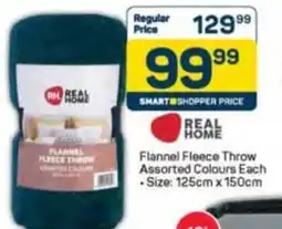 Pick n Pay Real Home Flannel Fleece Throw Assorted Colours offer