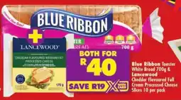 Shoprite Blue Ribbon Toaster White Bread & Lancewood Cheddar Flavoured Full Cream Processed Cheese Slices offer