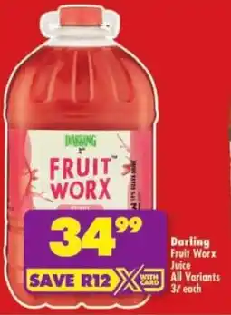 Shoprite Darling Fruit Worx Juice All Variants offer