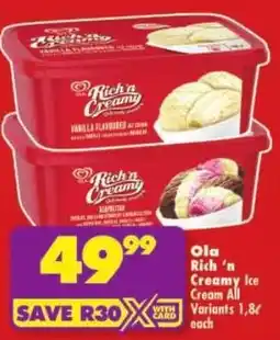 Shoprite Ola Rich'n Creamy Ice Cream All Variants offer