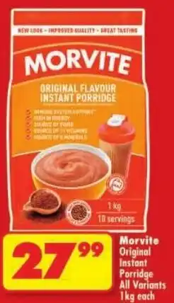 Shoprite Morvite Original Instant Porridge All Variants offer