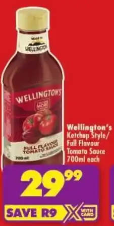 Shoprite Wellington's Ketchup Style/ Full Flavour Tomato Sauce offer