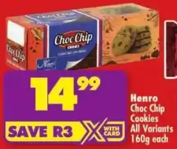 Shoprite Henro Choc Chip Cookies All Variants offer