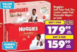 Shoprite Huggies Gold Value Pack/ Dry Comfort Jumbo Pack Disposable Nappies offer